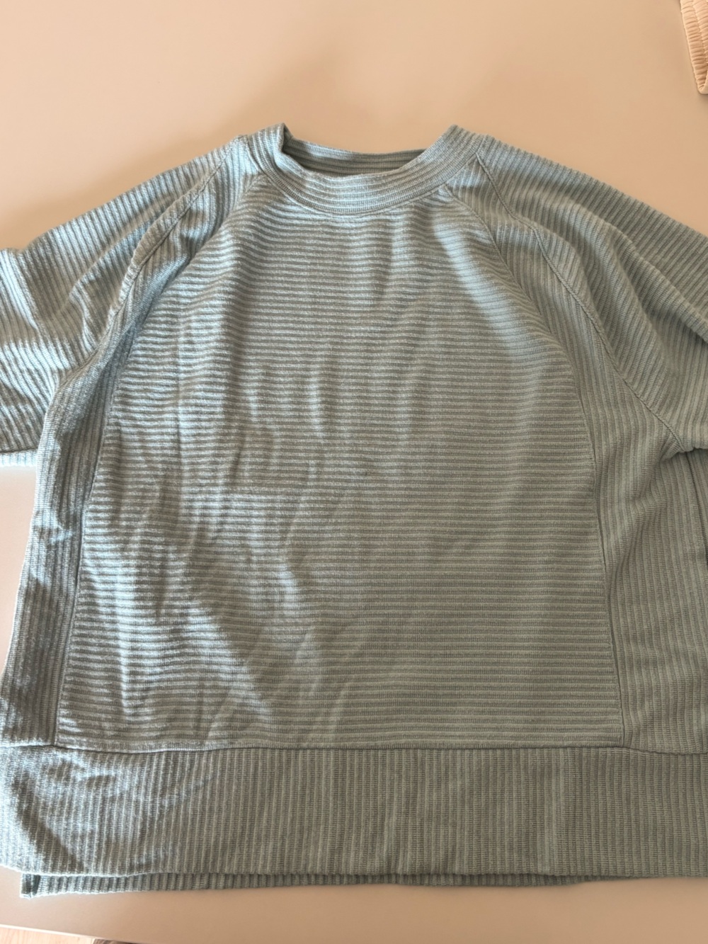 Simply Vera Vera Wang Ribbed Long Sleeve Top in Light Sage Blue-Green